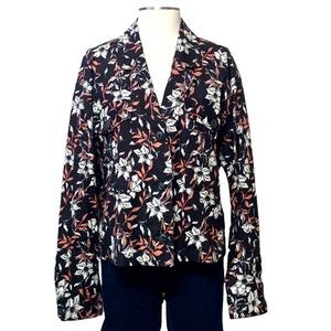rag & bone Black Floral Jessie Printed Shirt Jacket Size XL
